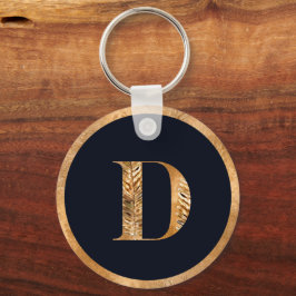 Elegantes Minimal Gold & Black Personalisiert Mono Schlüsselanhänger