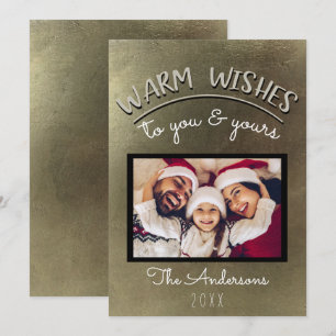 Elegantes Minimal Gold Feiertags-Weihnachtsfoto Einladung