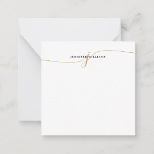 Elegantes Minimal Gold Kalligrafie Monogramm Quadr Mitteilungskarte