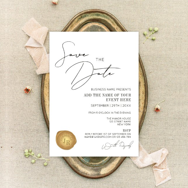 Elegantes Minimal Gold Wax Briefmarke Business Log Einladung (Von Creator hochgeladen)
