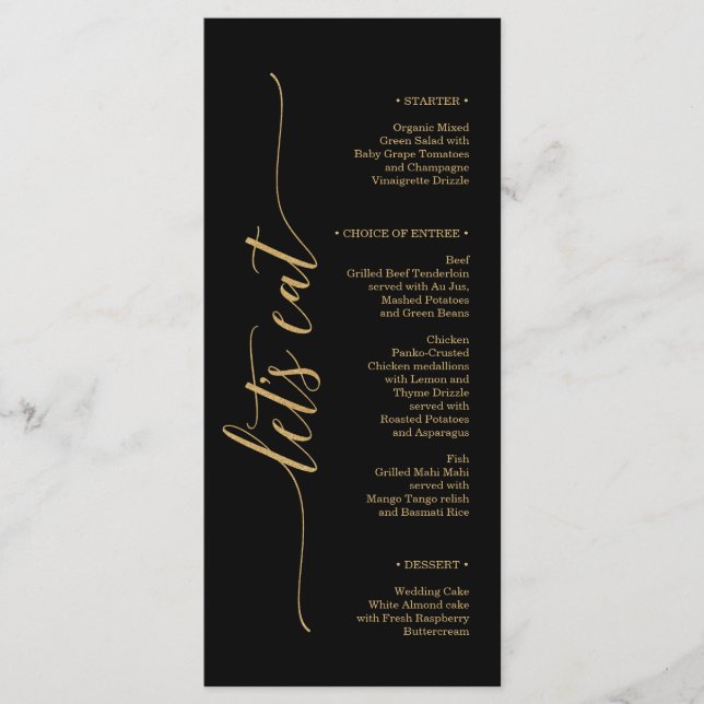 Elegantes Minimal Gold Wedding Brautparty Menü Menükarte (Vorderseite)