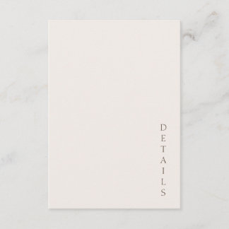 Elegantes Minimal Ivory Cocoa Informationsdetails Begleitkarte