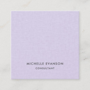 Elegantes Minimal Lavendel Lila Leinen Professiona Quadratische Visitenkarte