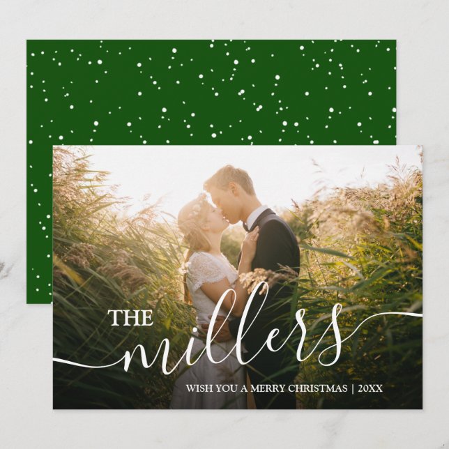 Elegantes Minimal Merina Custom Foto Feiertagskarte (Vorne/Hinten)