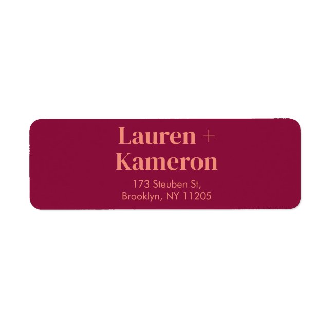 Elegantes Minimal Modern Wedding Return Label (Vorne)