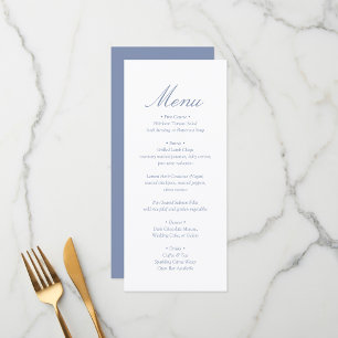 Elegantes Minimal-Monogramm Blaue Hochzeit Menükarte
