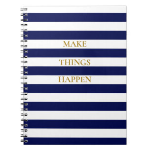 Elegantes Minimal Navy Blau und Weiße Streifen Notizblock