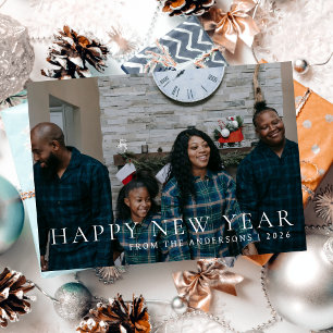 Elegantes Minimal New Year Cheers Family Foto Feiertagskarte