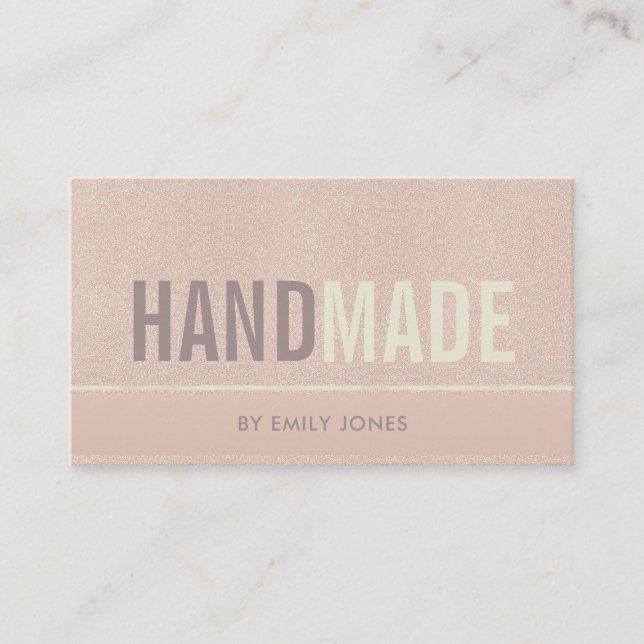 ELEGANTES MINIMAL-ROSE-GOLD SHIMMER-HANDMAD VISITENKARTE (Vorderseite)