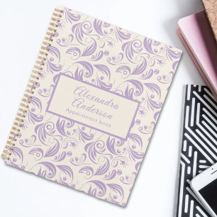 Elegantes Minimal Violet Blätter Muster Swirl Skri Planer