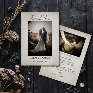 Elegantes Minimal Wedding Foto Dankeschön Card Dankeskarte