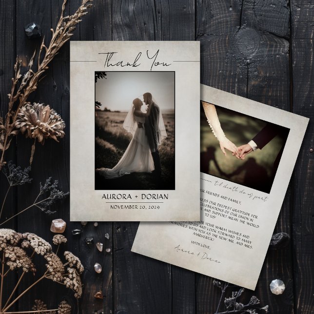Elegantes Minimal Wedding Foto Dankeschön Card Dankeskarte (Von Creator hochgeladen)