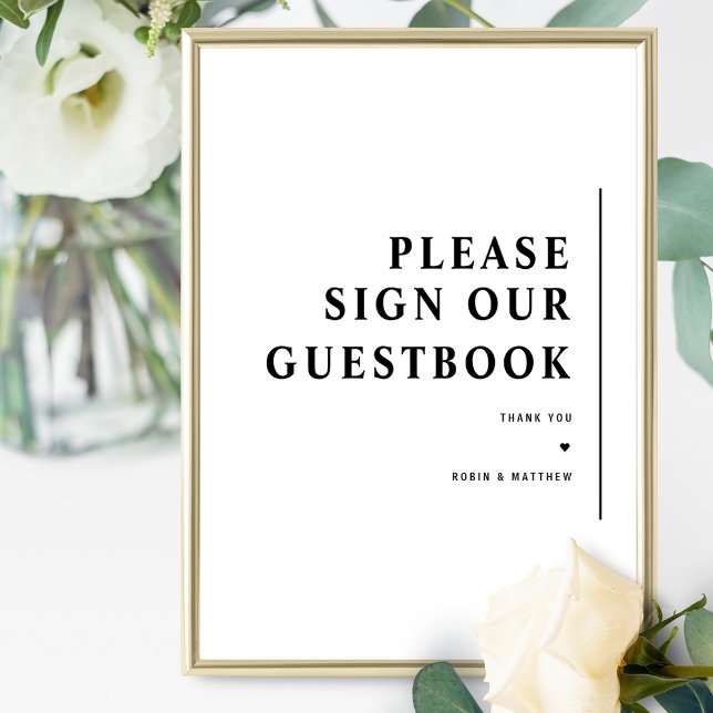 Elegantes Minimal Wedding Guest Book Sign Poster (Von Creator hochgeladen)