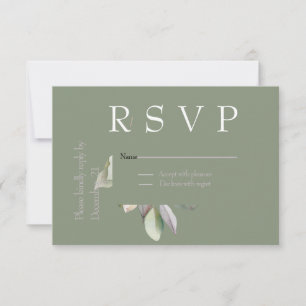 Elegantes Minimal-Weißgrün RSVP Karte