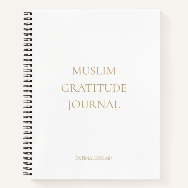 Elegantes Minimal White Muslim Dankesblatt Notizbuch (Vorderseite)