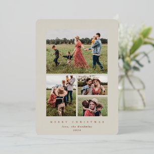 Elegantes minimales Beige Frame 4 Foto Folien Feiertagskarte