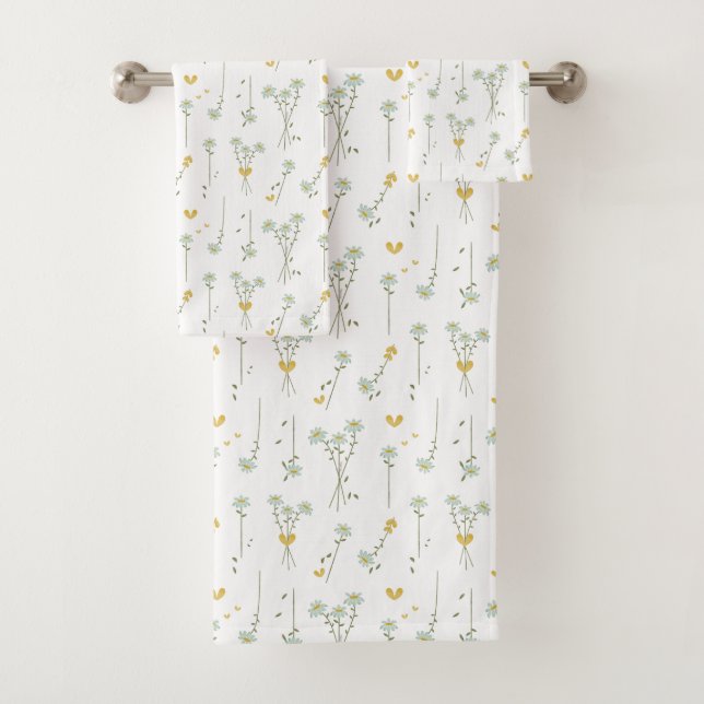 Elegantes minimales botanisches Orangenmuster Badhandtuch Set (Insitu)