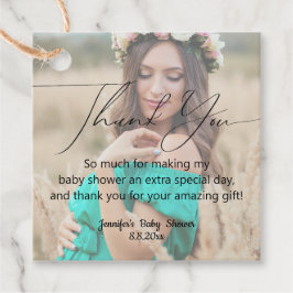 Elegantes minimales Dankeschön Baby Dusche Foto Geschenkanhänger