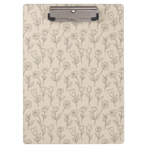 Elegantes minimales florales Linienmuster Klemmbrett