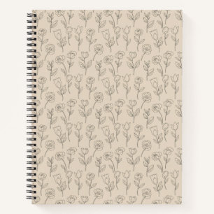 Elegantes minimales florales Linienmuster Notizbuch