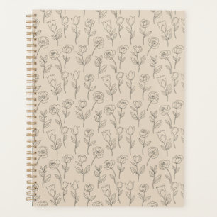 Elegantes minimales florales Linienmuster Planer