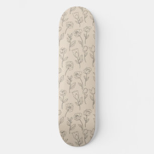Elegantes minimales florales Linienmuster Skateboard