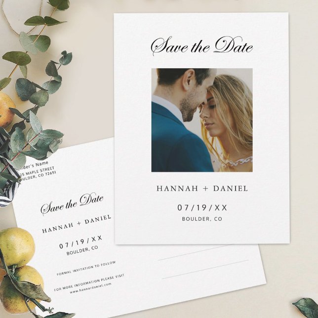 Elegantes Minimales Foto Save the Date Postkarte (Von Creator hochgeladen)