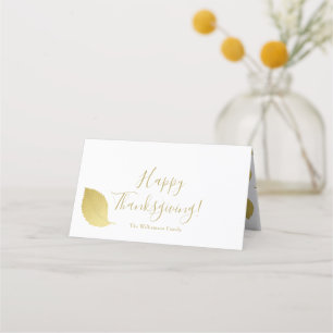 Elegantes, minimales Goldenes Herbstblatt - Ernted Platzkarte