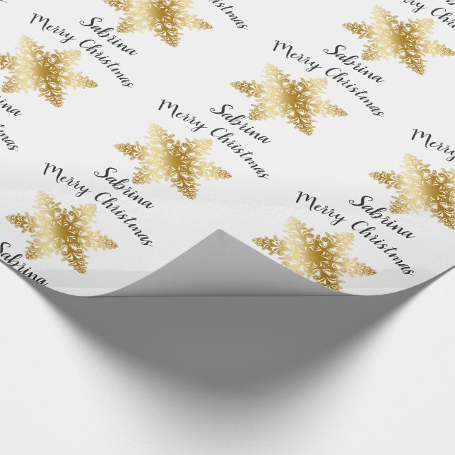 Elegantes, minimales Goldschneeflockenmuster Geschenkpapier (Ecke)