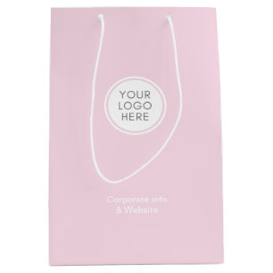 Elegantes, minimales Rosa-Logo Mittlere Geschenktüte
