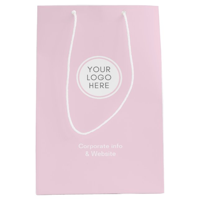 Elegantes, minimales Rosa-Logo Mittlere Geschenktüte (Vorderseite)