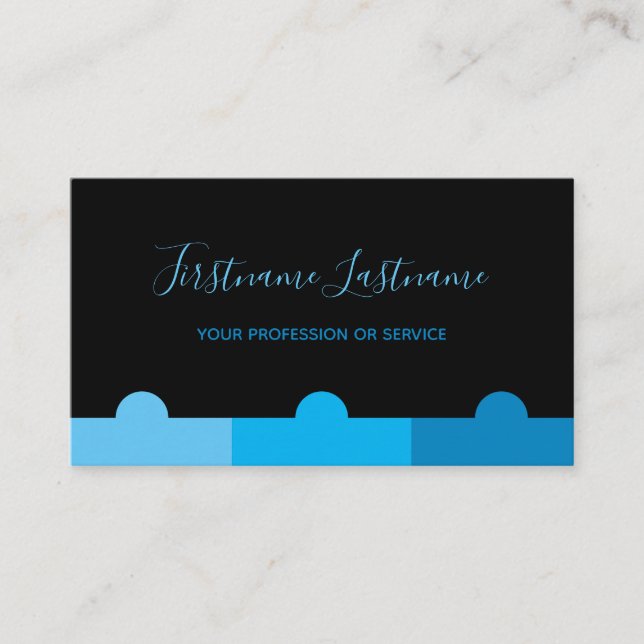 Elegantes minimales Schwarz-Indigoblau-Monogramm Visitenkarte (Vorderseite)