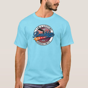 Elegantes minimalist Brooklyn-Logo-Design Blau T-Shirt