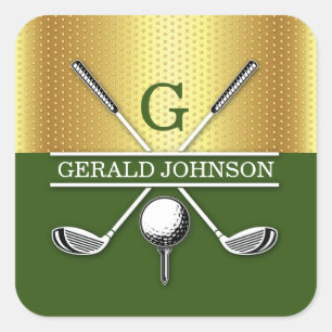Elegantes minimalist Golf Monogramm-Design Quadratischer Aufkleber