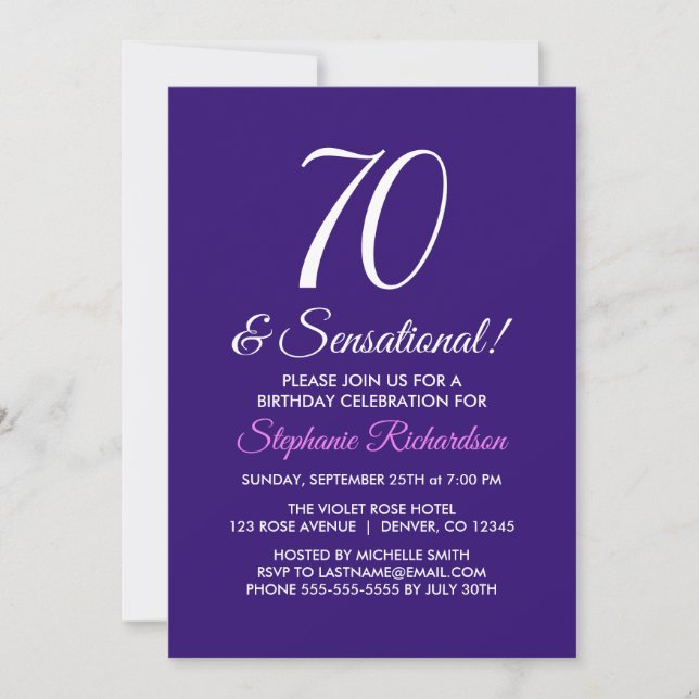 Elegantes Minimalistisch 70 und sensationelles Lil Einladung (Vorderseite)