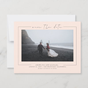 Elegantes Minimalistisch Blush Peach Foto Save The Date