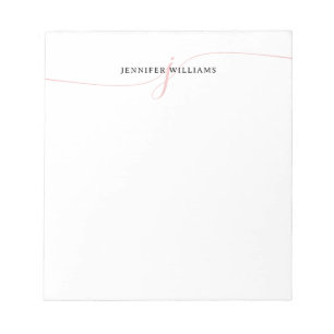 Elegantes Minimalistisch Blush Pink Script Monogra Notizblock