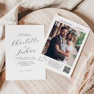 Elegantes Minimalistisch Details UAWG QR Foto Hoch Einladung
