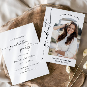 Elegantes Minimalistisch Graduation Party One Foto Save The Date