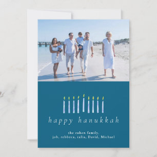 Elegantes Minimalistisch Happy Hanukkah Familie 1 Feiertagskarte