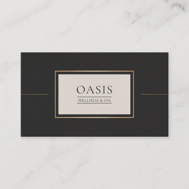 Elegantes Minimalistisch Schwarz und Gold Beruflic Visitenkarte (Vorderseite)