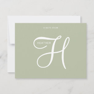 Elegantes minimalistisch skript monogrammiertes Sa Mitteilungskarte