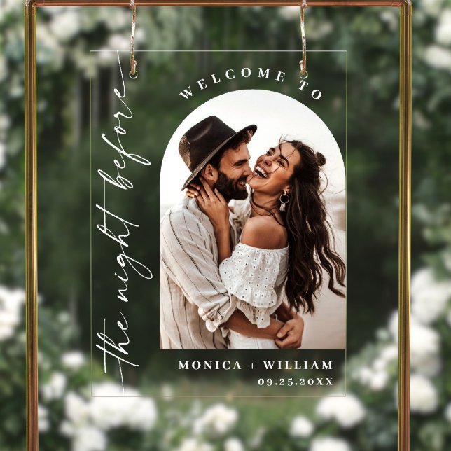 Elegantes Minimalistisch Welcome Probe Dinner Foto Acrylschild (Von Creator hochgeladen)