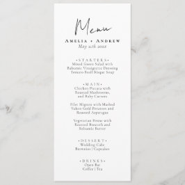 Elegantes minimalistische Hochzeitsempfang-Dinner Menükarte