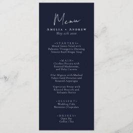 Elegantes minimalistische Hochzeitsempfang-Dinner Menükarte
