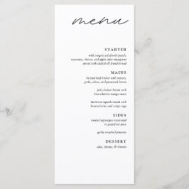 Elegantes Minimalistisches 4-Gang-Dinner Hochzeits Menükarte
