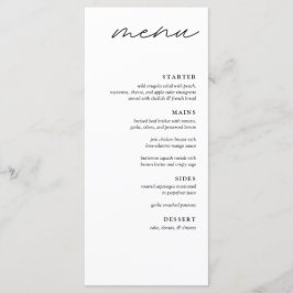 Elegantes Minimalistisches 4-Gang-Dinner Hochzeits Menükarte