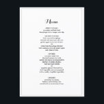 Elegantes Minimalistisches Abendmenü an der Grenze Menükarte<br><div class="desc">Elegantes Minimalistisches Border Black and White Wedding Dinner Menü - Fühlen Sie sich frei,  um dieses einfache und elegante Hochzeitsmenü zu personalisieren. Es stehen Bearbeitungsoptionen zur Verfügung.</div>
