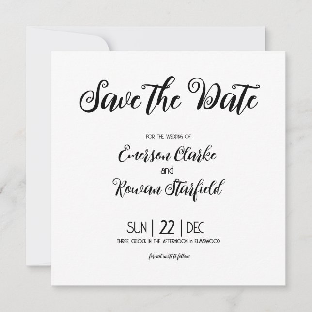 Elegantes Minimalistisches Anpassbar mit Back Foto Save The Date (Vorderseite)