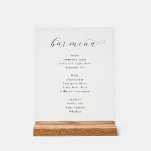Elegantes minimalistisches Bar-Menü-Schild Acrylschild